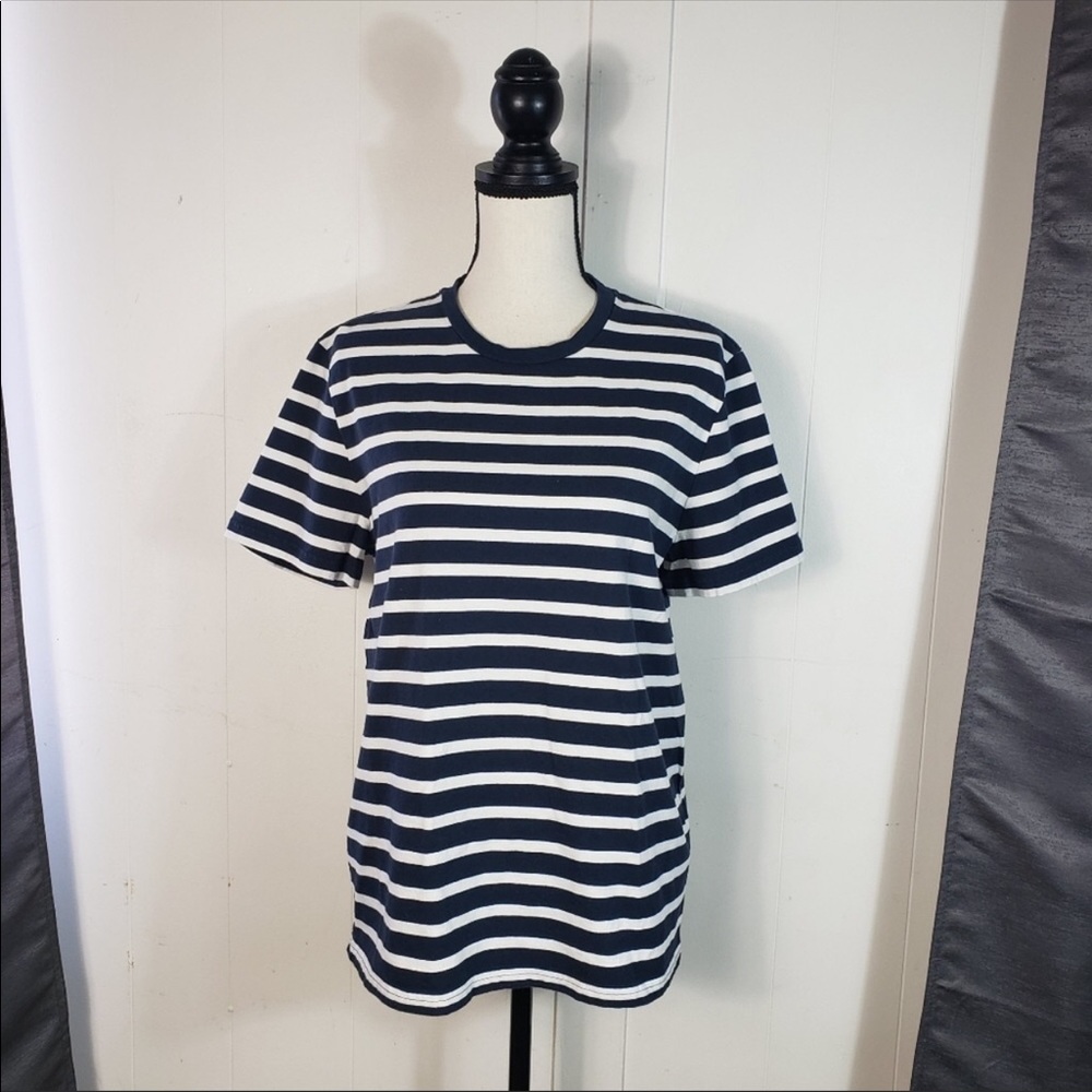 CLOSET CLEAROUT!EVERLANE heavyweight Navy White Stripe Organic Cotton Tee Medium